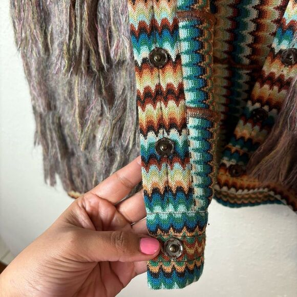 Missoni Multicolor Chevron Fringed Jacket Size 42 / Medium - Picture 6 of 15